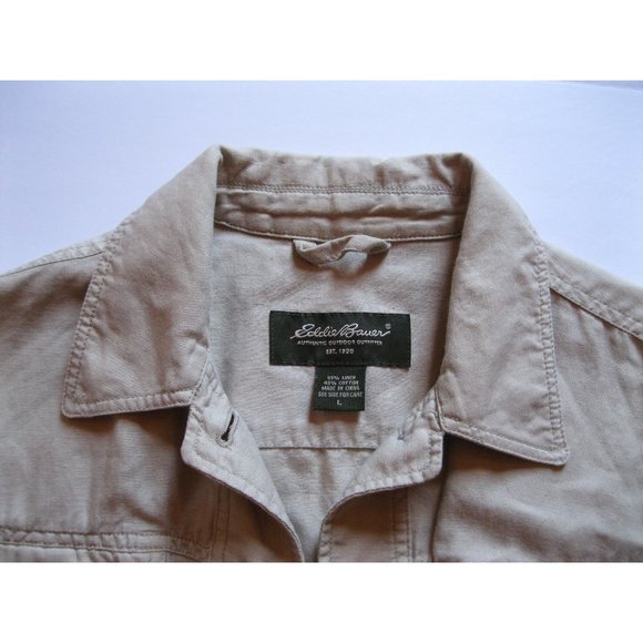 Eddie Bauer Khaki Button Down Utility Jacket - Picture 4 of 11